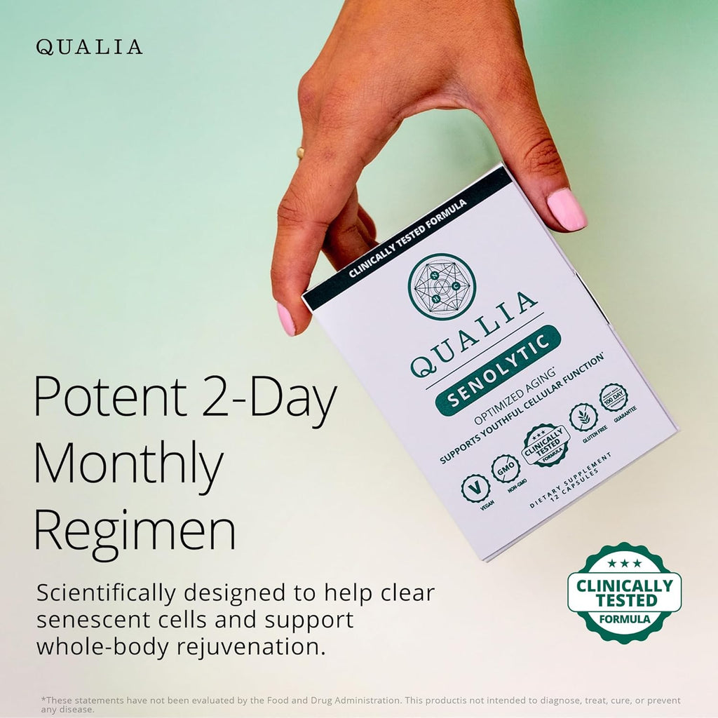 Qualia Senolytic Supplement, Fisetin,Quercetin,Piperlongumin&More,Aging Supplement - Supports Optimal Cell Repair&Rejuvenation,Naturally Eliminate Zombie Cells,1 Month Supply
