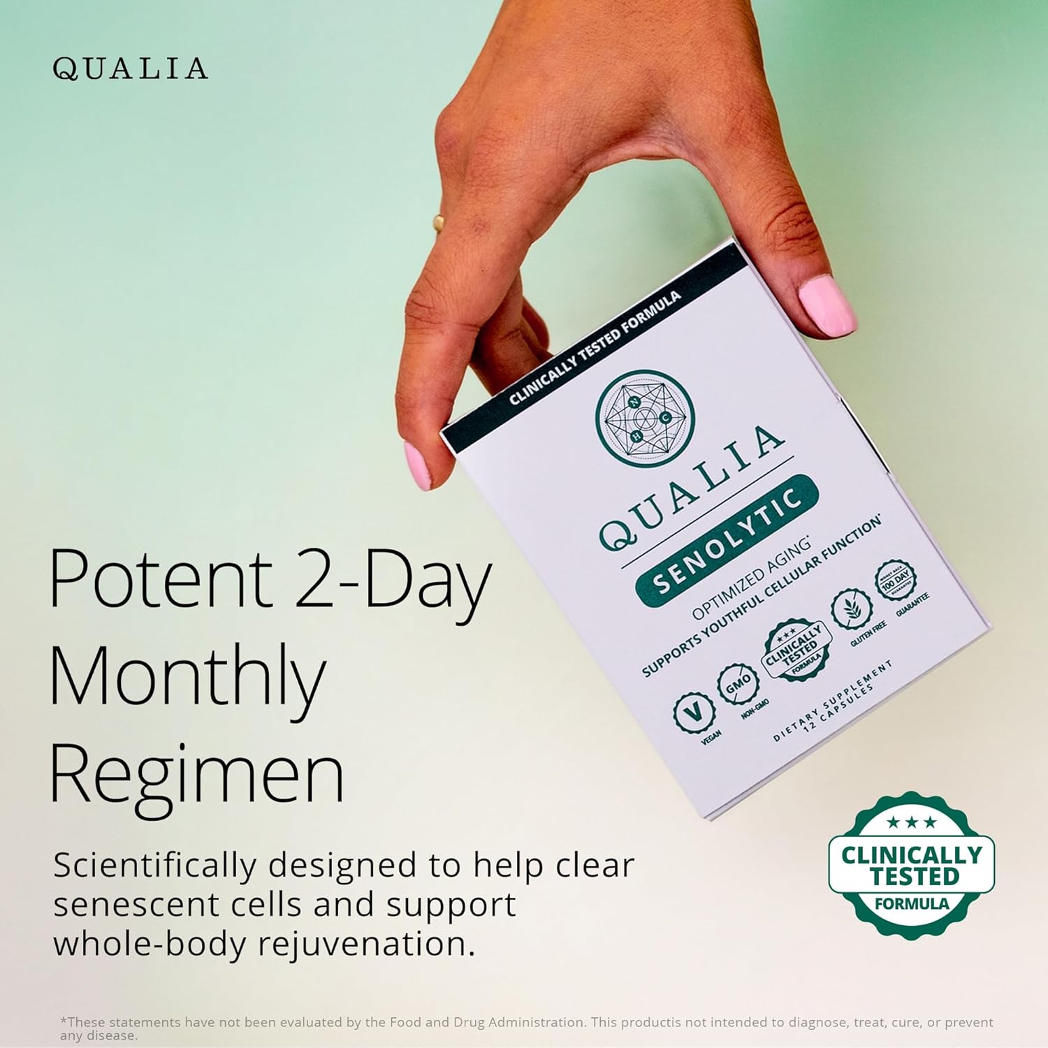 Qualia Senolytic Supplement, Fisetin,Quercetin,Piperlongumin&More,Aging Supplement - Supports Optimal Cell Repair&Rejuvenation,Naturally Eliminate Zombie Cells,1 Month Supply