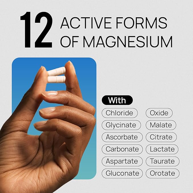 18 in 1 Magnesium Complex for Women and Men | Liposomal Magnesium Supplement with Glycinate, Citrate, Malate, Taurate, D3 & K2 | High Absorption for Muscle, Sleep, Bone, Nerve Support | 90 Capsules