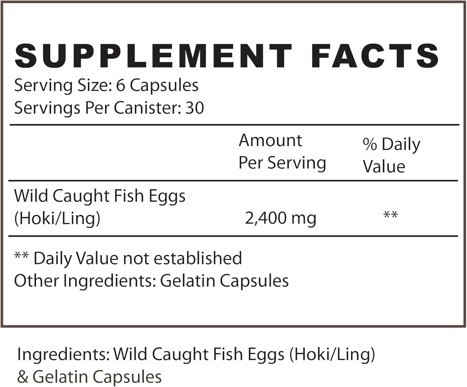 Fish Eggs Capsules 3000 Mg per Serving (30 Servings)