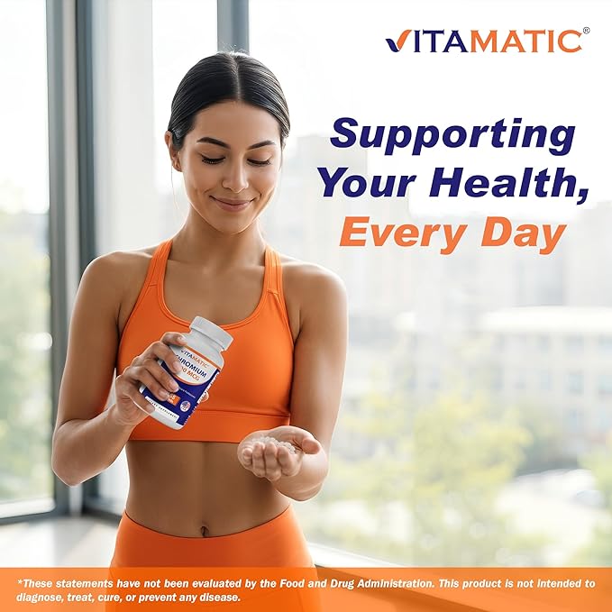 Vitamatic Chromium 1000 mcg | 365 Tablets | High Potency Chromium Picolinate | Non-GMO, Gluten Free