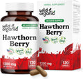 Wild & Organic Hawthorn Berry Capsules 1200 mg - Overall Support - Hawthorn Berry Powder Supplement - Crataegus Monogyna Fruit - 60 Days of Supply - Vegan, No Fillers, Non-GMO - 120 Count