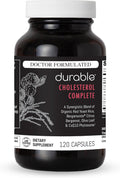 Durable Cholesterol Complete – Organic Red Yeast Rice 1,600 mg + Bergamonte® Citrus Bergamot 1,000 mg + Ubiqsome® CoQ10 + Olive Leaf + Vitamin C – Doctor Formulated, Made in USA (120 Capsules)