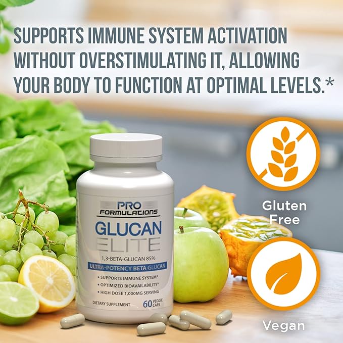 Pro Formulations MD Glucan Elite – 85 Beta 1,3D Glucan 500mg – 60 vcaps – 85 Minimum Active 1,3 Linkage Ultra-Potency – Highest Bioavailability with BGF-Immune - 2 Pack