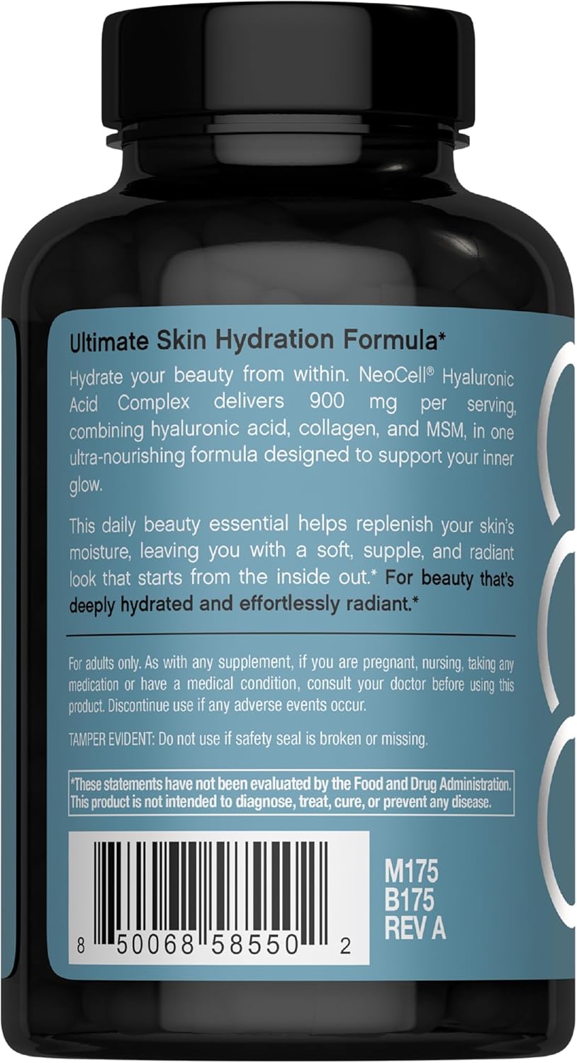 NeoCell Hyaluronic Acid Complex 900mg | 120 Capsules | with BioActive Collagen Peptides & MSM | Premium Grade Formula