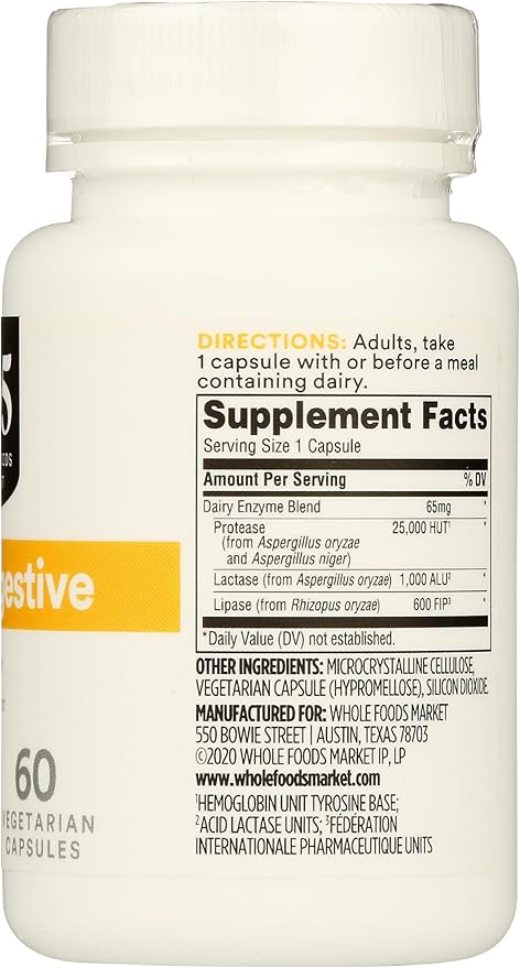 365 by Whole Foods Market, Dairy Digestive Enzymes, 60 Count