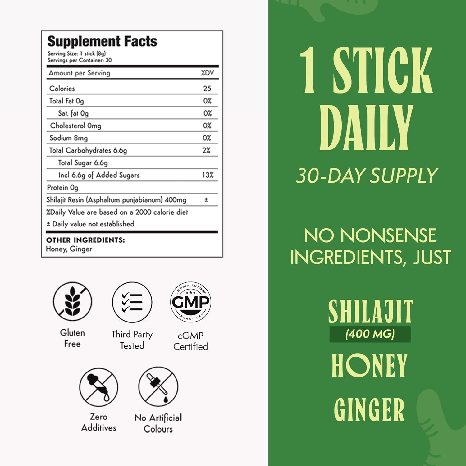 Pure Himalayan Shilajit Sticks with Honey for Men & Women - Ginger Flavor | Pack of 30 Premium Energy Sticks | 75%+ Fulvic Acid, 85+ Trace Minerals | Supports Digestion & Aids Muscle Recovery