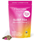 Pink Stork Organic Sleep Tea - Melatonin-Free - Calming Lavender Coconut Herbal Tea to Naturally Support Sleep - Pregnancy Friendly Bedtime Tea, Caffeine-Free - 15 Sachets, Hot or Iced