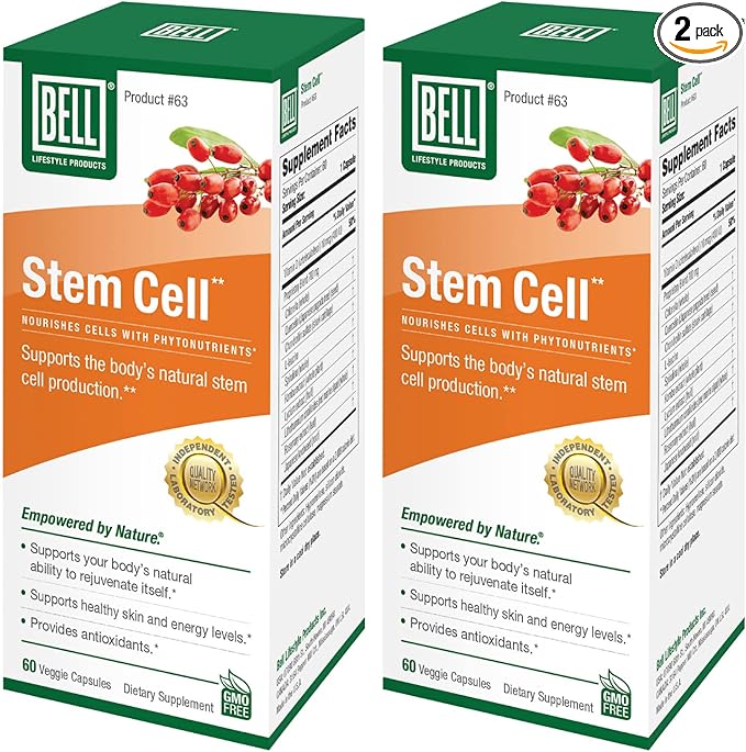 Bell Stem Cell Supplements - Supports Your Body's Natural Ability to Replace Worn Out Cells and Rejuvenate Tissue | Celulas Madres, Pack of 2 | 60 Capsules Each