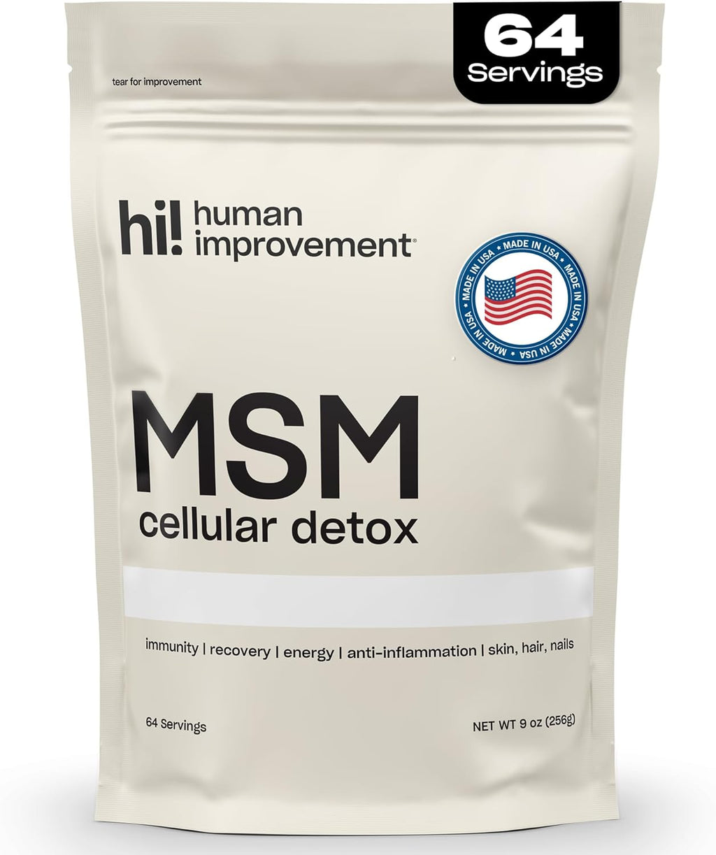 Pure MSM Powder | Organic Sulfur Powder for Skin, Hair, and Nails | Cellular Detox, Joint Health, Immune Boost, & Increased Energy | 99.9% Pure MSM Supplement | Made in the USA, 0g Sugar (64 Servings)