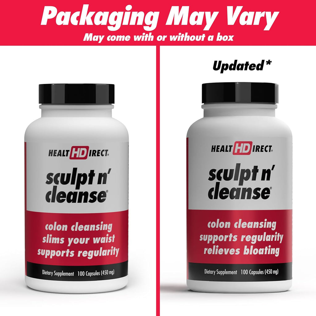 HEALTH DIRECT Sculpt n' Cleanse - Herbal Colon Cleanse for Digestive Health & Regularity - Natural Detox & Gut Flush Supplement - 100 Veggie Capsules