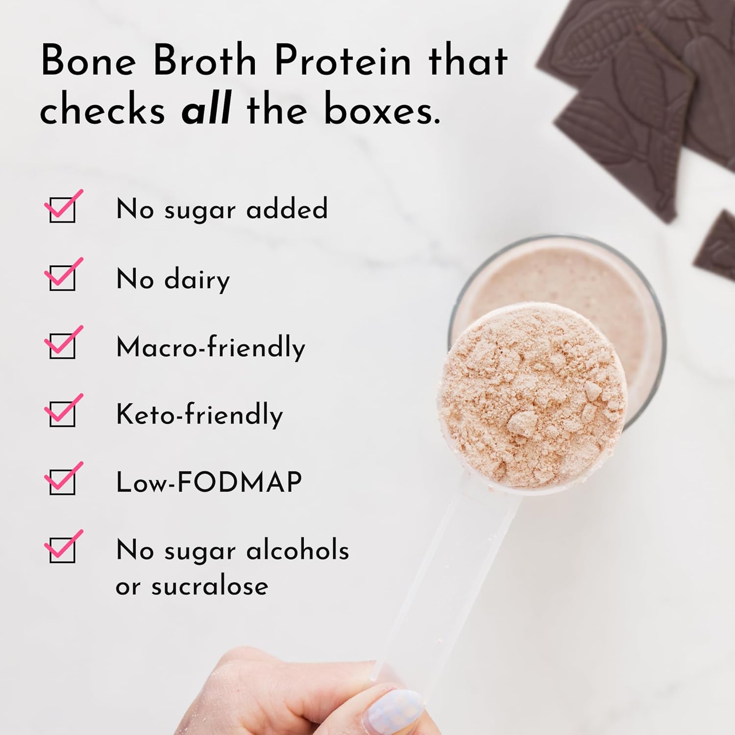 Bone Broth Protein Powder – Mint Chocolate | 15 Servings | 21g Grass-Fed Protein per Serving | Dairy-Free | Collagen for Gut, Skin & Joint Support | Made with Real Food Ingredients