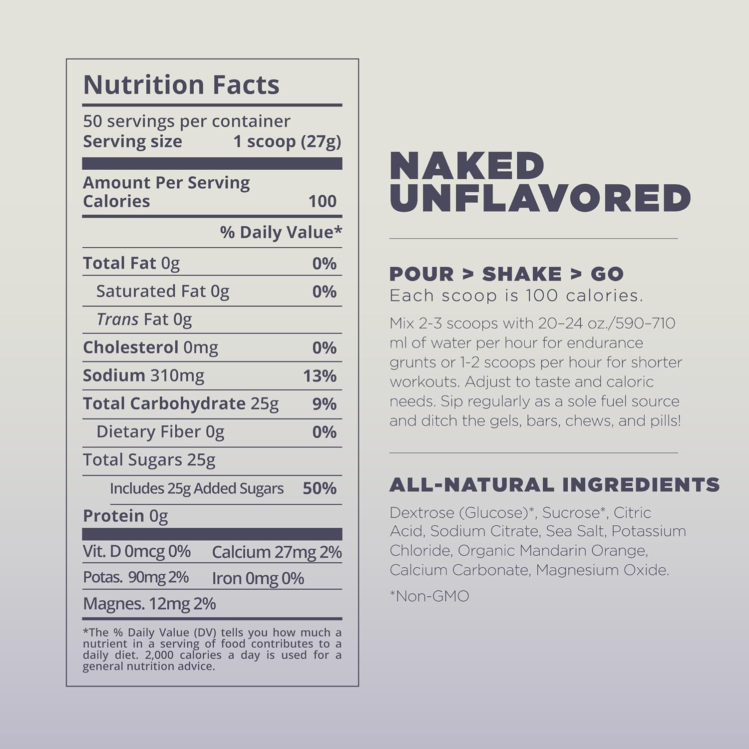 Tailwind Nutrition Endurance Fuel, Carbohydrate & Electrolyte Sports Drink Mix Powder, Gluten-Free, Vegan, Naked Unflavored, 50 Servings