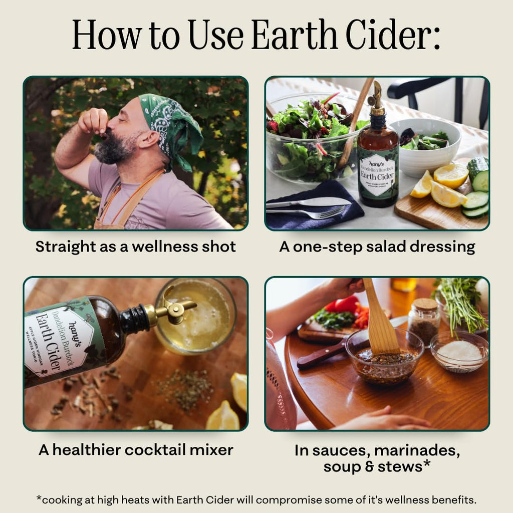 Hany's Harvest Dandelion Burdock Earth Cider – 8 fl oz | All-Natural Wellness Tonic, Apple Cider Vinegar | Non-GMO, Gluten-Free, Handcrafted