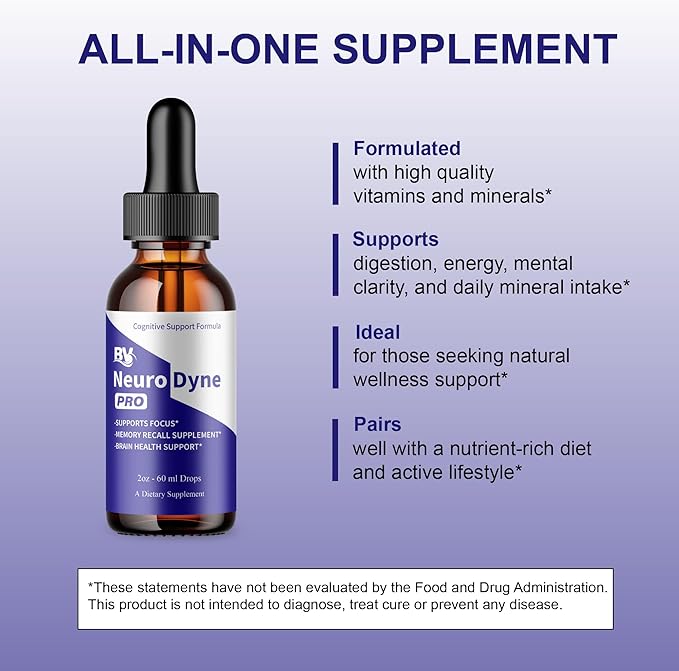 BLUE VIBE NeuroDyne Drops, Neuro Dyne Advanced Strength Overall Health & Wellness Support Supplement, NeuroDyne Premium All Natural Daily Health and Overall Energy Formula (5 Pack - 10oz / 300ml)