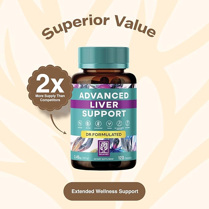 High-Potency Vegan Liver Cleanse Detox & Repair (120 Days Supply) - Dr Formulated Milk Thistle, Silymarin, Choline, Artichoke & Dandelion Root Supplement – Liver Support & Kidney Detox - 120 Capsules