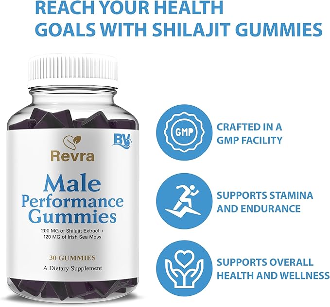 BLUE VIBE Revra Gummies, Revra Advanced Daily Performance and Energy Support Shilajit and Manuka Honey Supplement, Revra Overall Health and Performance Support Supplement (3 Pack - 90 Gummies)