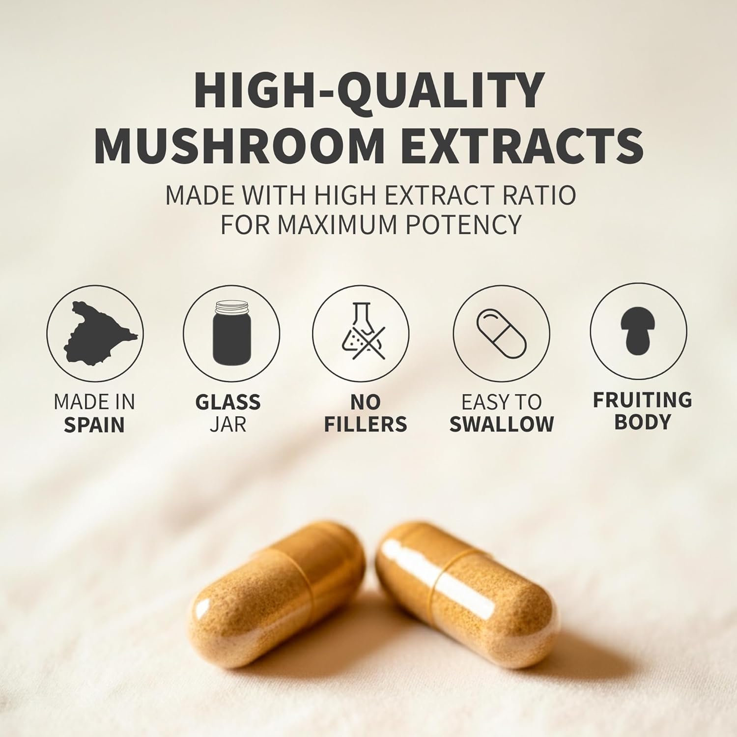 HIFAS DA TERRA Mico-Five - Mushroom Complex, Mushroom Supplement with Organic Reishi, Shiitake, & Chaga, Herbal Nootropic & Immune Support, Adaptogen for Women & Men - 70 Vegan Capsules