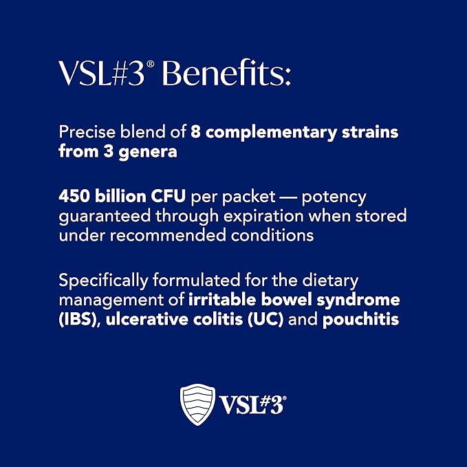 VSL#3® Probiotic Powder for Digestive Health, IBS & UC Symptoms - 450B CFUs, High-Potency, Multi-Strain, Live, Refrigerated Probiotic, Medical Food for Gut Health Support in Men & Women, 30 Pack