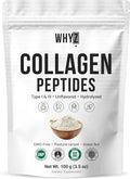 Bovine Collagen Peptides Powder Hydrolyzed Type I & III Protein, Grass-Fed Pasture-Raised Source, Unflavored Collagen Supplement Paleo-Friendly for Active Lifestyles & Wellness Non-GMO, 100g
