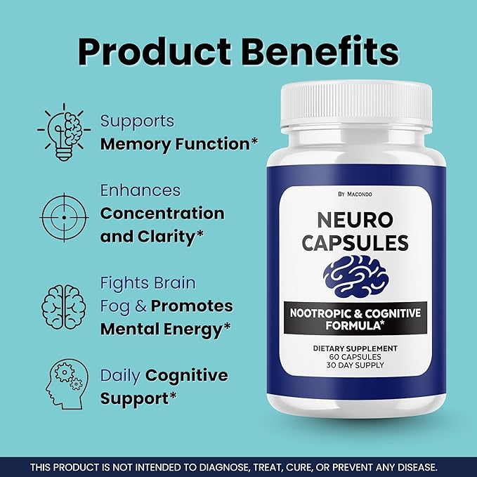 (3 Pack) Neuro Capsules - Official NeuroCapsules Brain Health and Memory Support Advanced Formula, Daily Premium Focus for Overall Health & Wellness - 180 Capsules for 3 Months