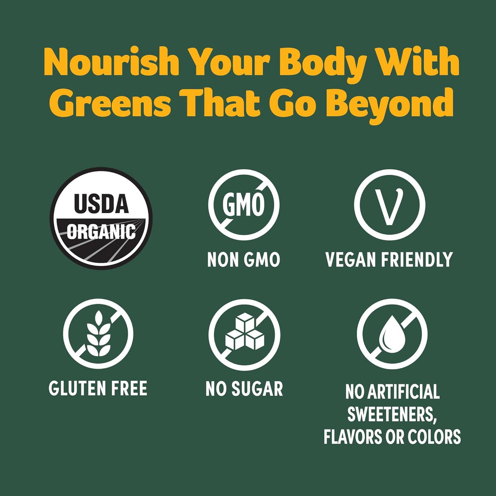Purely Inspired Organic Green Powder Smoothie Mix, Tropical Mango Iced Tea Flavor (30 Servings) - Probiotics for Digestive Health with Spirulina & Chlorella for Gut Health - Vegan & Gluten-Free