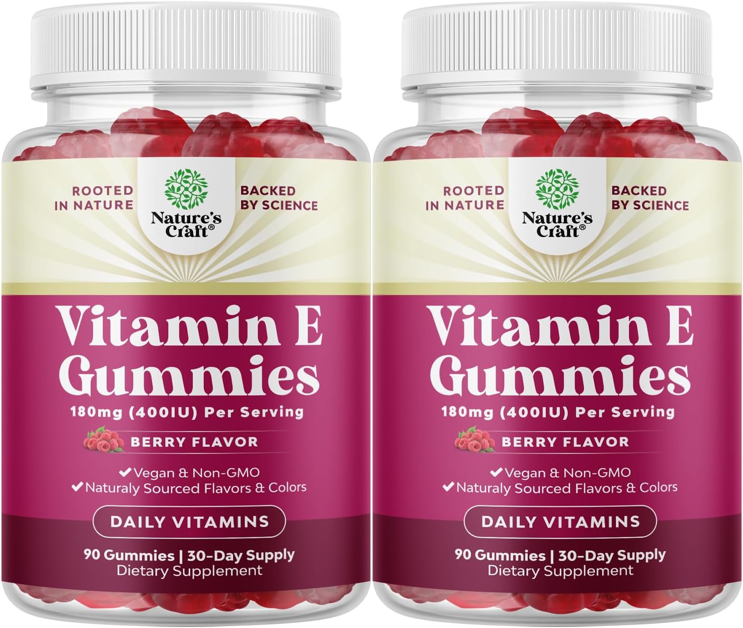 Natures Craft Vitamin E Gummies for Skin Care - High-Potency Vitamin E 400 IU Skin Supplement - Delicious & Easy-to-Take Supplement Promote Health Immune Support & Cellular Protection (2 Months)