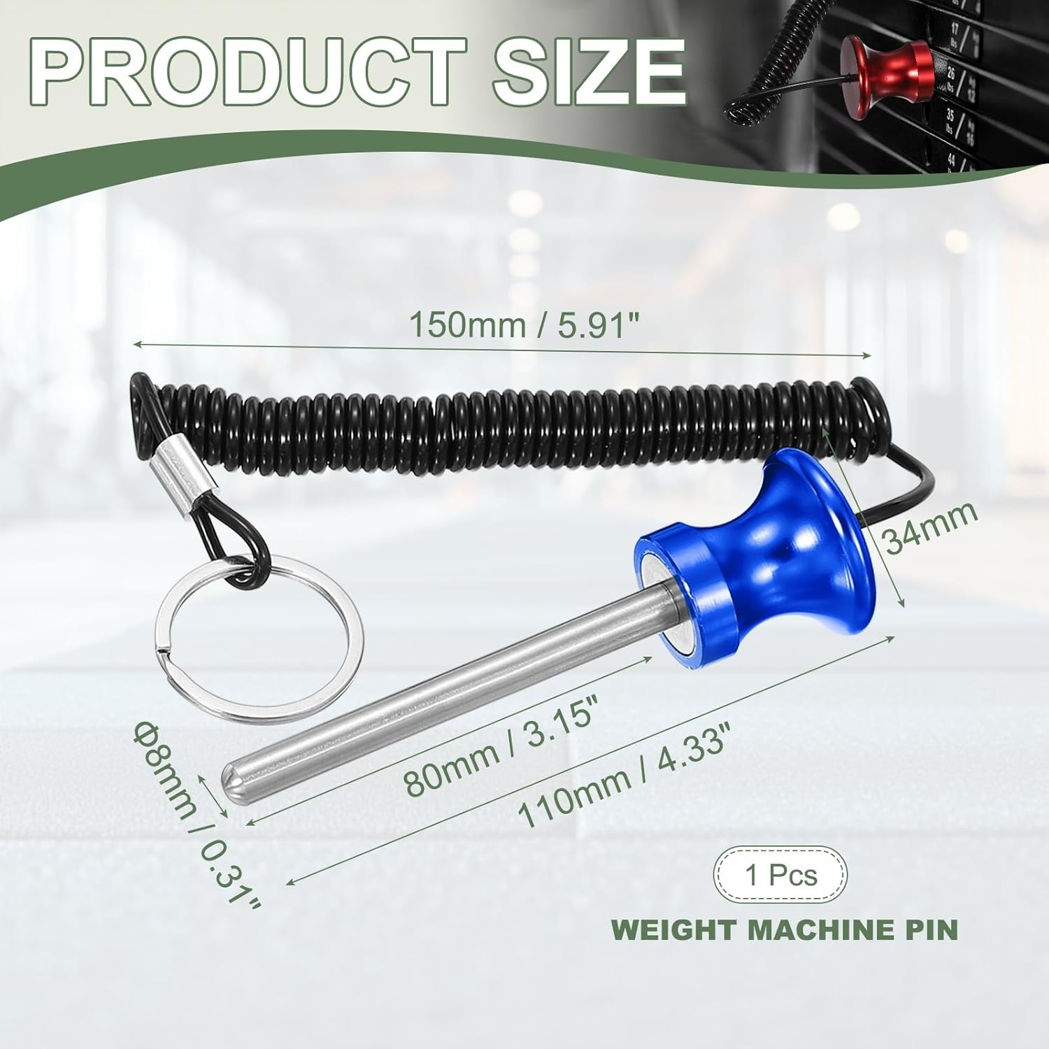 Weight Stack Pin, Weight Gym Pin Strength Training Equipment Replacement with Pull Rope for Home Gym Club