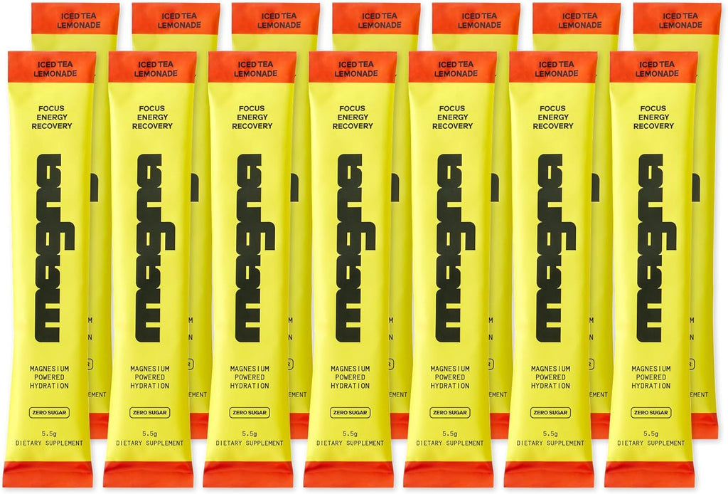 MAGNA Electrolyte Powder Drink Mix for Hydration, Energy & Focus Support with Magnesium L Threonate, Sodium, Potassium, Vitamin D, B6 & B12, Sugar Free, Tea Lemonade Flavor, 14 Servings