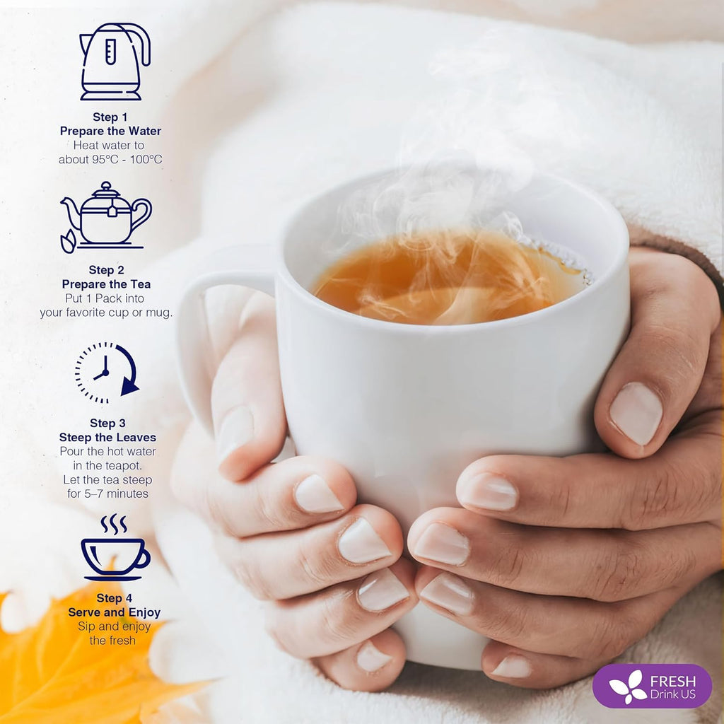 FreshDrinkUS, Premium Liver Herbal Detox Tea – Strong Blend Of Milk Thistle, Hibiscus, Peppermint & Ginger | Fennel, Lemongrass & Orange Peel with Stevia | Vibrant Caffeine-Free Botanical Blend