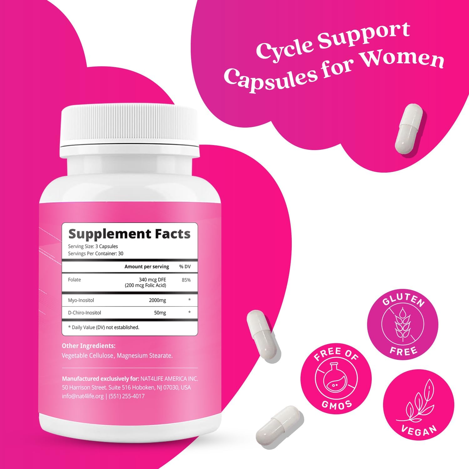 BeLive Myo-Inositol & D-Chiro Inositol Supplement – 2 Pack – 90 Capsules Each – 40:1 Ratio with Folic Acid for Women
