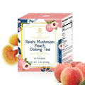 GANOHERB Reishi Mushroom Peach Oolong Tea, Adaptogen Ganoderma Lucidum Herbal Tea for Immune Health Boost, Stress Relief, Caffeine-Free, No Sugar, 1.06 OZ