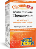Natural Factors CurcuminRich Double Strength Theracurmin, 60 mg, Formulated for Superior Absorption, 120 Vegetarian Capsules