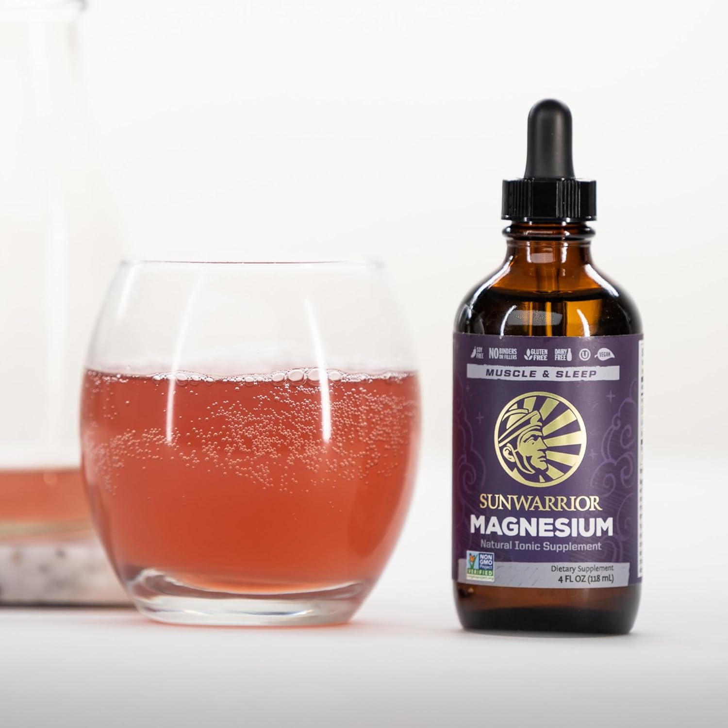 Sunwarrior Magnesium Mineral Supplement Natural Ionic Liquid Drink Additive | Features Trace Minerals to Support Brain Heart & Muscle (4 FL Oz) 28 Servings