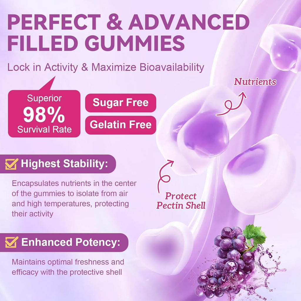 2 PCS Sugar Free Calcium 1200 mg with Vitamin D3 K2 (MK-7) Gummies, Calcium Citrate Magnesium Zinc Supplement w/Boron, Glucosamine Chondroitin, Max Absorption for Bone, Immune, Joint, Grape-Flavor