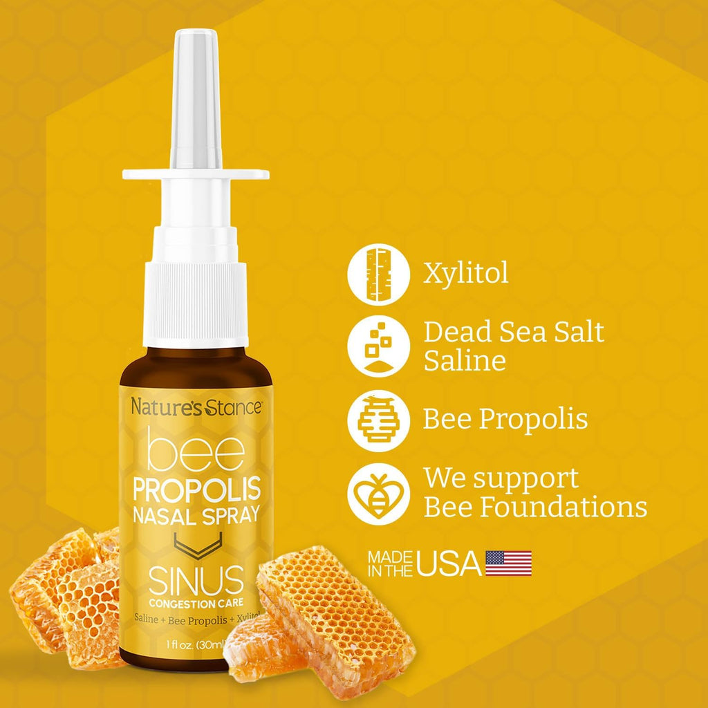 Nature's Stance Bee Propolis Nasal Spray – Saline & Xylitol Blend – Gentle, pH-Balanced Nasal Cleanser – 30ml