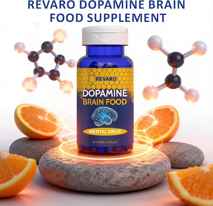 Revaro Dopamine Supplement for Focus & Motivation - Brain Food with L-Tyrosine & Natural Ingredients - Supports Mental Clarity, Healthy Dopamine Production (1pcs)