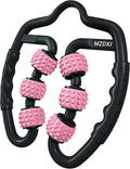 Cellulite Massage Tool Muscle Roller - Deep Fascia Massager & Dimpled Skin Remover for Legs, Thighs & Buttocks - Anti-Cellulite Roller, Smooth Skin, Pain Reliefs (Black Pink -6Wheel)