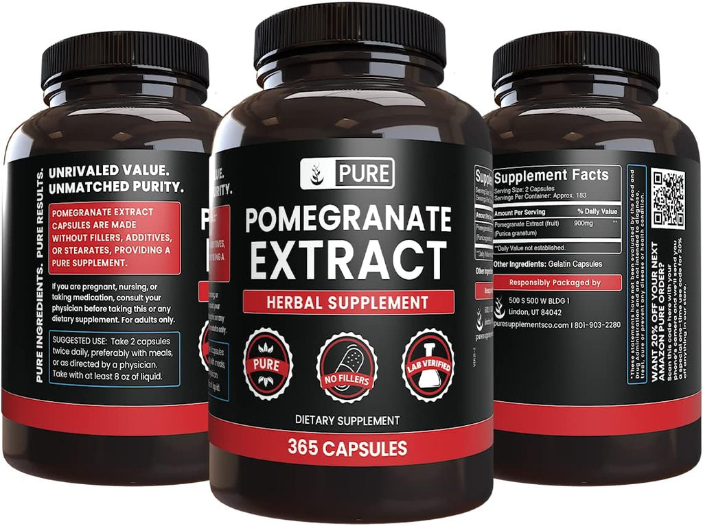 Pure Original Ingredients Pomegranate Extract (365 Capsules) No Magnesium Or Rice Fillers, Always Pure, Lab Verified