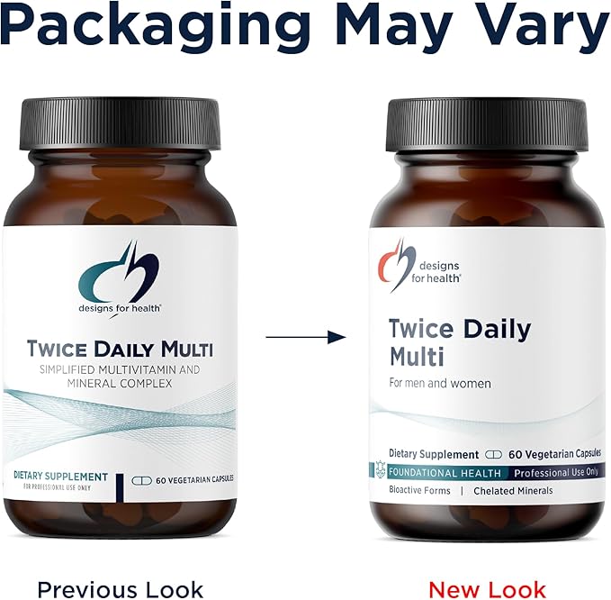 Designs for Health Methylated Multivitamin for Women & Men - Twice Daily Multimineral Supplement & Multivitamin Without Iron + Methylated B12 and Folate, Vitamin C, K, D, E + More (60 Capsules)