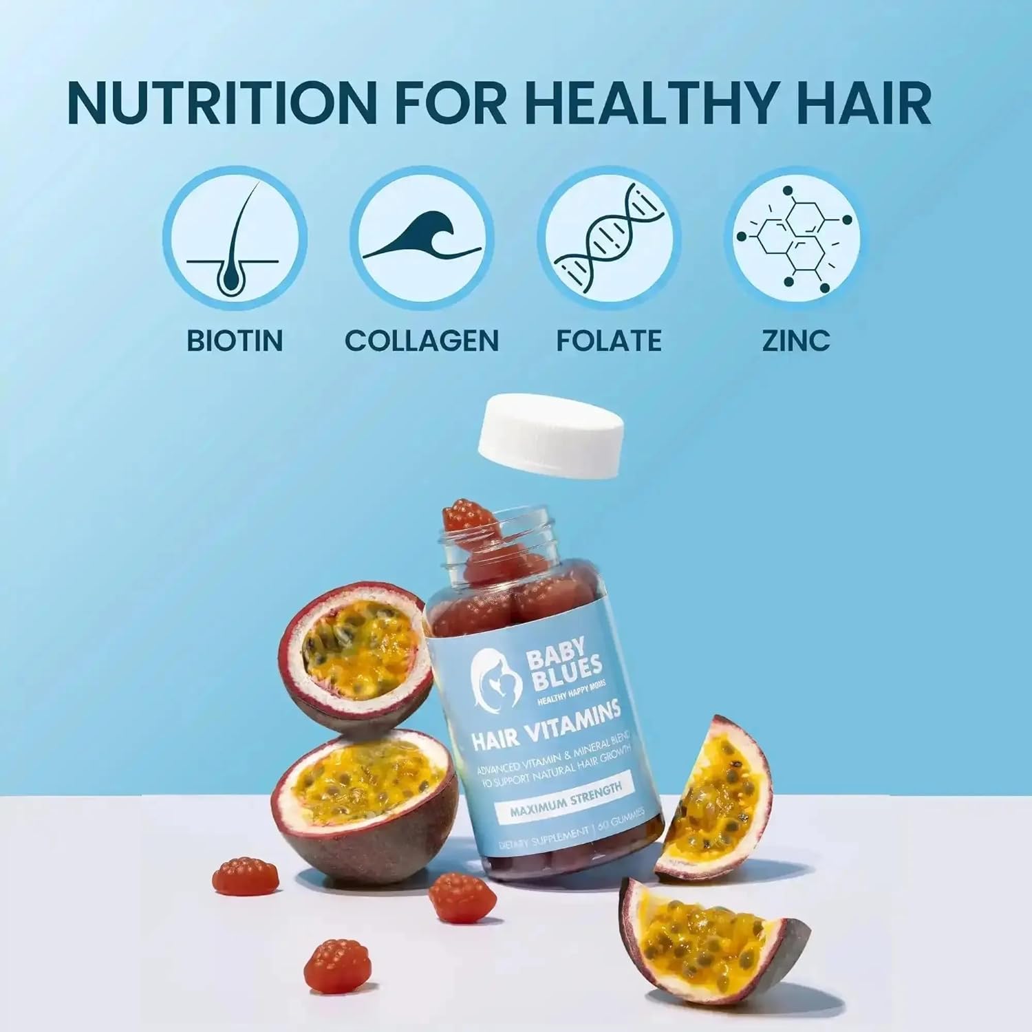 Baby Blues Grow and Glow Beauty Bundle - Gummies for Postpartum Hair Growth and Glowing Skin