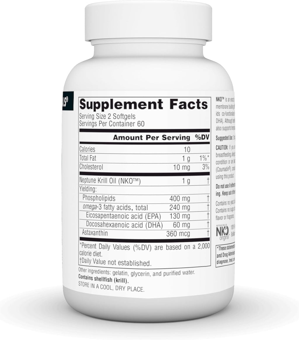 Source Naturals NKO Neptune Krill Oi, Supports Heart Health and Cell Membrane Integrity*, 500mg - 120 Softgels