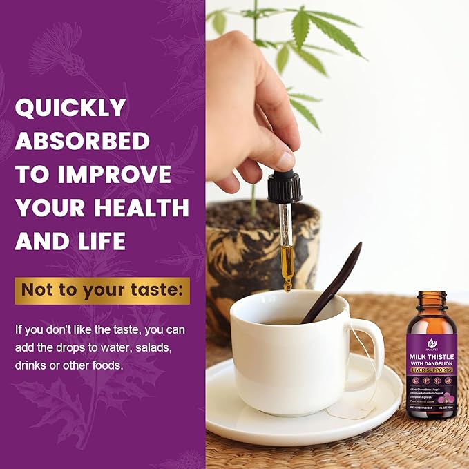 (1 Pack) Milk Thistle Supplement for Liver Cleanse Detox & Repair, Liver Detox Drops with Organic Milk Thistle Seed, Artichoke Extract, Dandelion, Turmeric and Vegan, Non-GMO, Gluten-Free - 1 Fl Oz