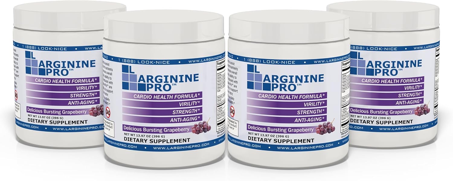 L-ARGININE PRO | 5,500mg L-Arginine Plus L-Citrulline 1,100mg Grape Powder Drink Mix Supplement for Increased Nitric Oxide Production