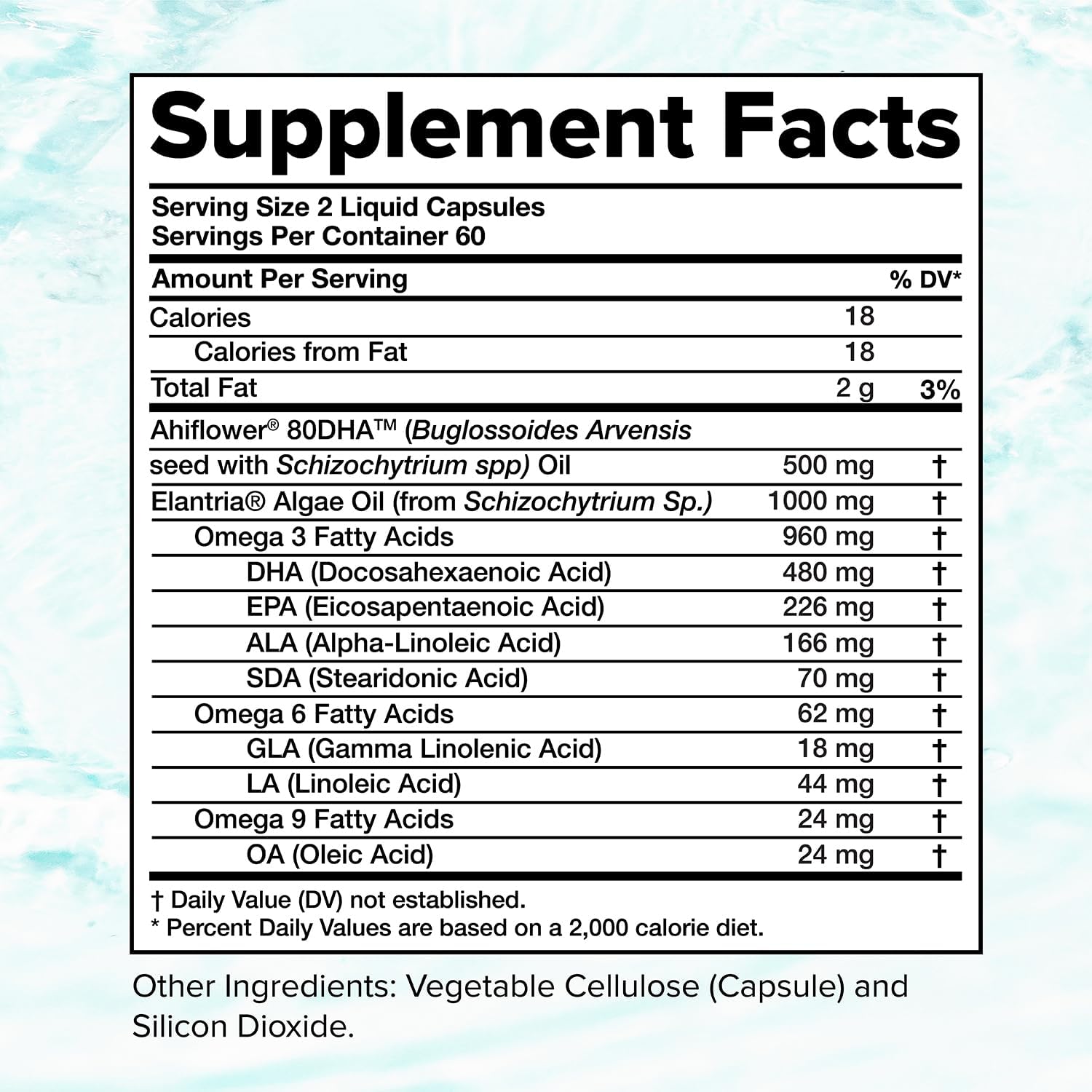Complement Vegan Omega 3 Supplement- 960mg Omega-3 Fatty Acids, DHA, EPA, SDA, ALA Supplement - Immune Support- 60 Servings, 120 Liquid Capsules