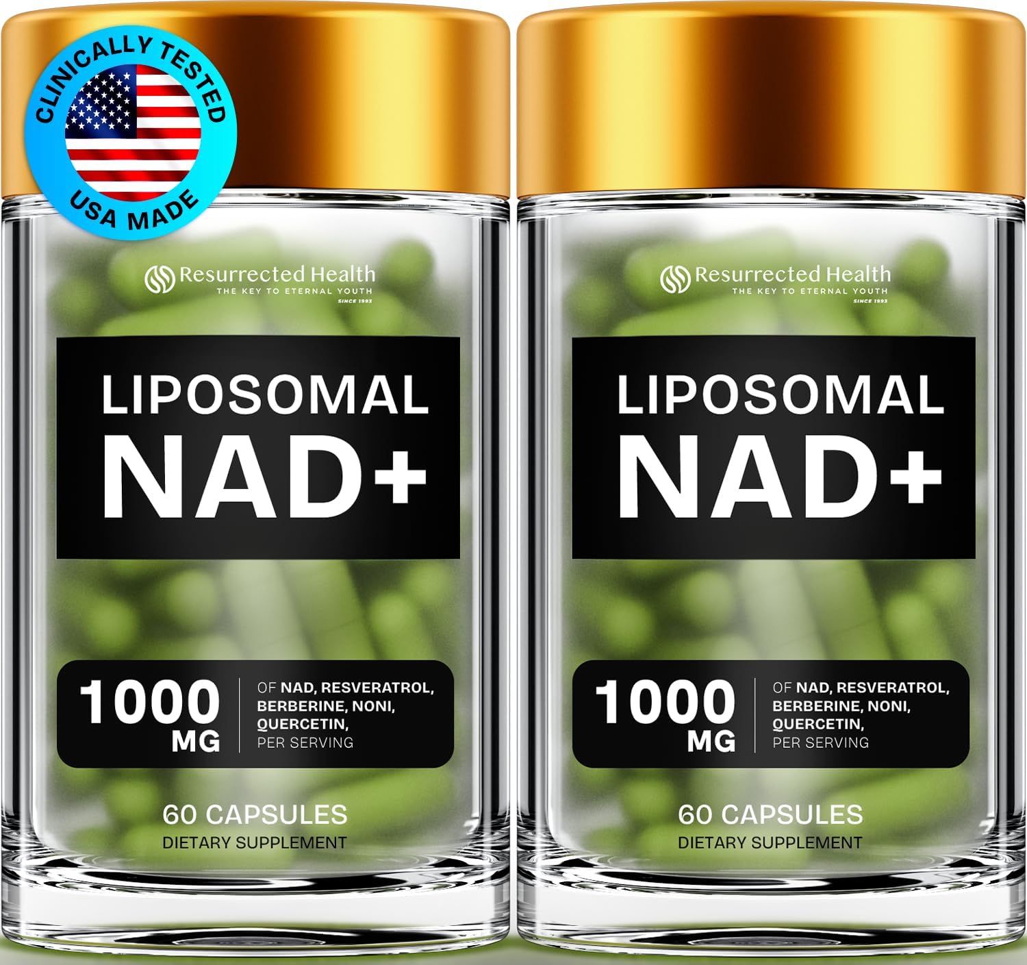 Liposomal NAD Supplements for Women Resveratrol NAD + Supplement w/Berberine, Quercetin, Noni | Boosts NAD Anti-Aging, Brain Support, Gut Heath - 60 Capsules 2 Packs