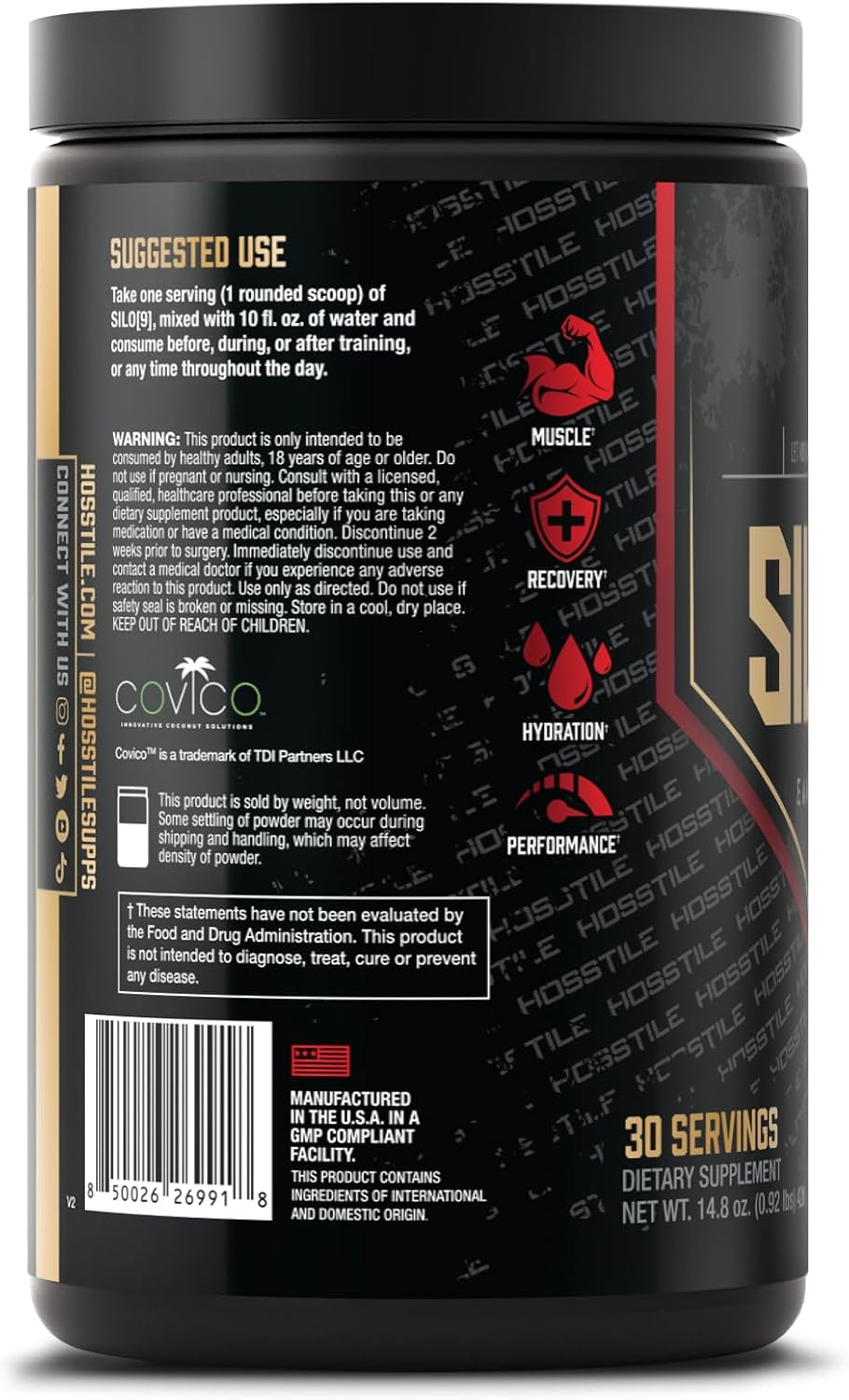 HOSSTILE SILO[9] Essential Amino Acids, EAA & BCAA Powder, Electrolyte Hydration Support, Enhance Muscle Growth & Recovery, Pre or Post Workout Drink, Tangy Raspberry, 30 Servings