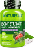 NATURELO Calcium Supplement - with Vitamin C, Vitamin D3, K2, and Calcium Magnesium Zinc for Bone Strength with Calcium 600mg - Plant-Based, 120 Vegetarian Capsules, Non-GMO, Soy & Gluten-Free