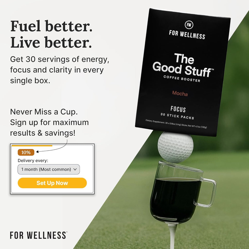 For Wellness The Good Stuff Focus – Mocha Coffee Booster | Nootropic Collagen Creamer with MCTs for Focus, Energy & Wellness | Non-Dairy, Keto-Friendly, 30 Servings