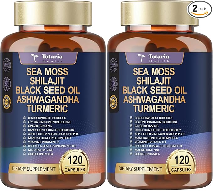 25-in-1 Sea Moss Capsules, 120 Capsules per Bottle, 2 Bottles